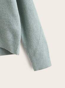 SHEIN Girls High Low Hem Jumper - Mint Green - View 3