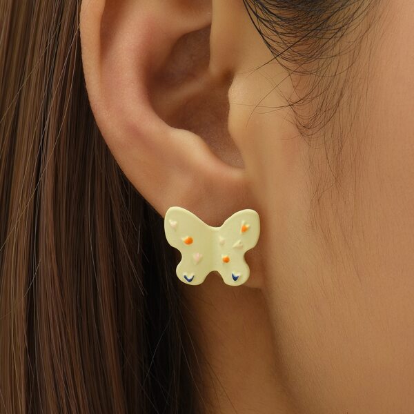 

Butterfly Decor Stud Earrings, Multicolor