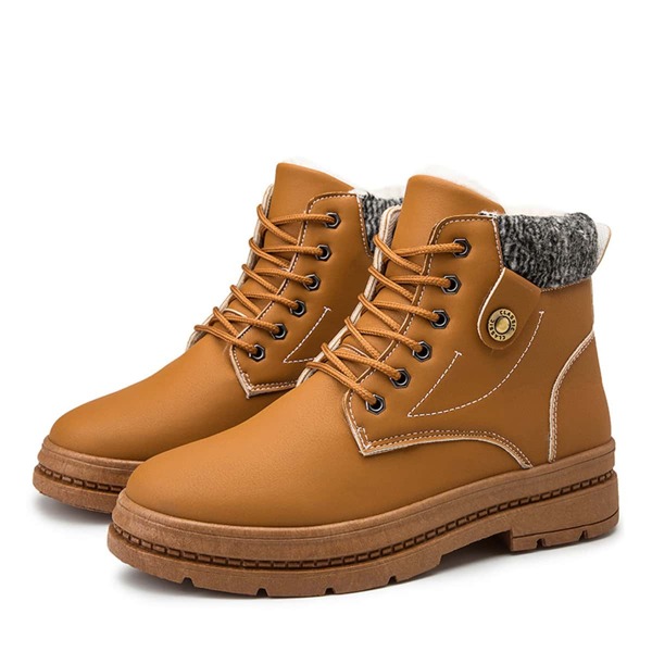 

Men Minimalist Lace-up Front Plush Inside Boots, Khaki