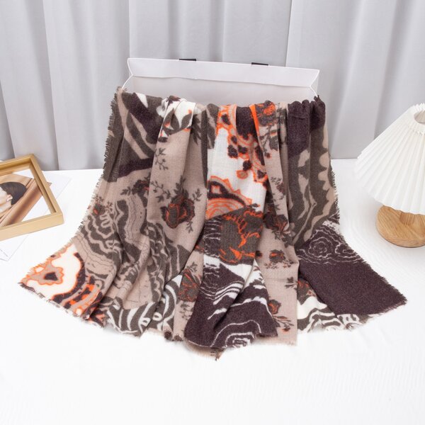 

Leaf Print Scarf, Multicolor