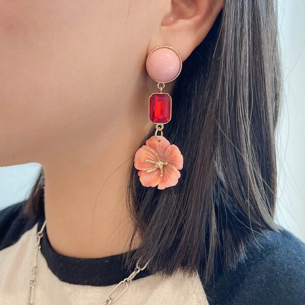 

Flower Charm Drop Earrings, Multicolor
