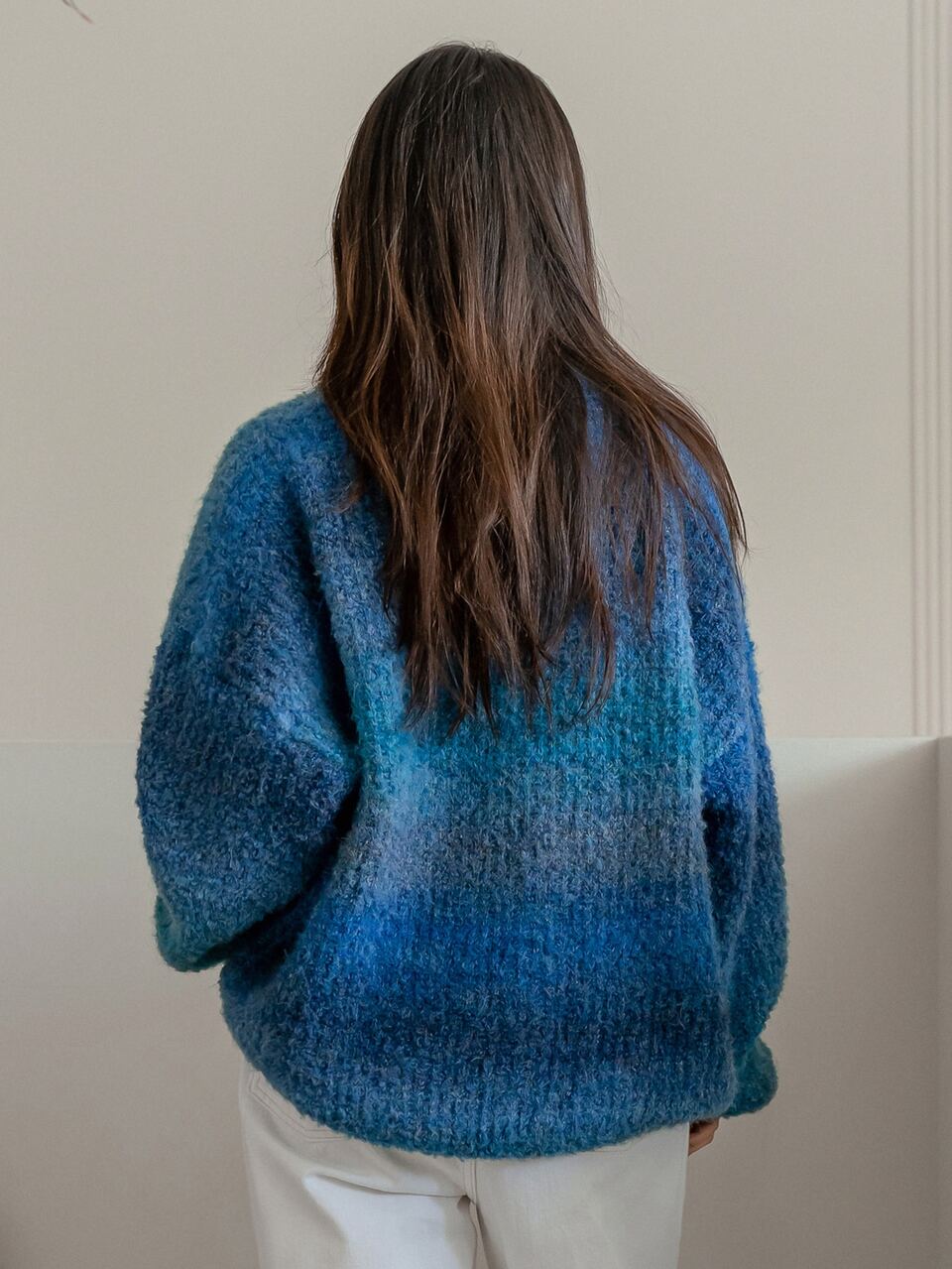 Ombre Drop Shoulder Sweater,Long Sleeve Tops,Fall Women Clothes