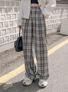 DAZY Plaid Slant Pocket Trousers - Multicolor - View 4