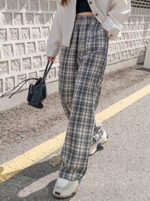 DAZY Plaid Slant Pocket Trousers - Multicolor - View 7