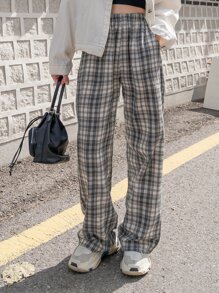 DAZY Plaid Slant Pocket Trousers - Multicolor - View 8