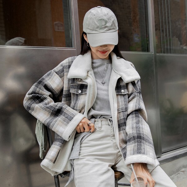 

Plaid Print Drop Shoulder Teddy Lined Coat, Multicolor