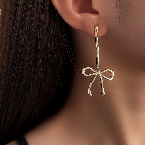 

Bow Decor Drop Earrings, Gold