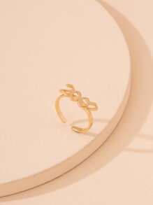 年份編號裝飾袖口戒指 - 金黃色 - 查看 2