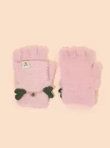 Guantes con estampado de dibujos animados mullidos - Rosa - Ver 2