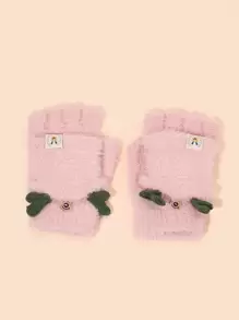 Guantes con estampado de dibujos animados mullidos - Rosa - Ver 3