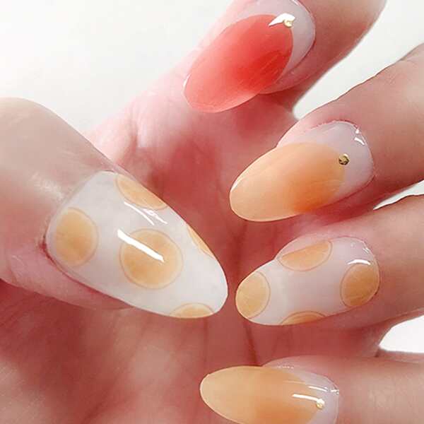

1sheet Orange Pattern Nail Art Sticker & 1pc Nail File, Multicolor