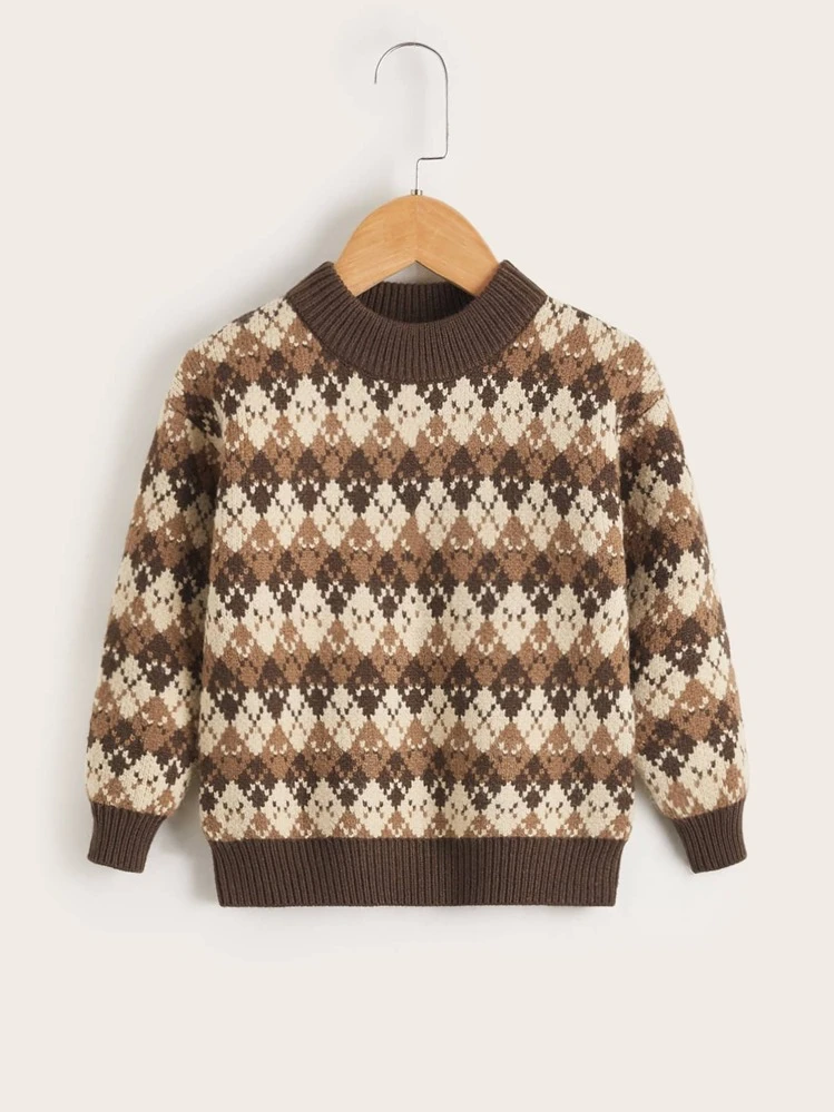 Toddler Girls Argyle Pattern Sweater - Multicolor - View 1