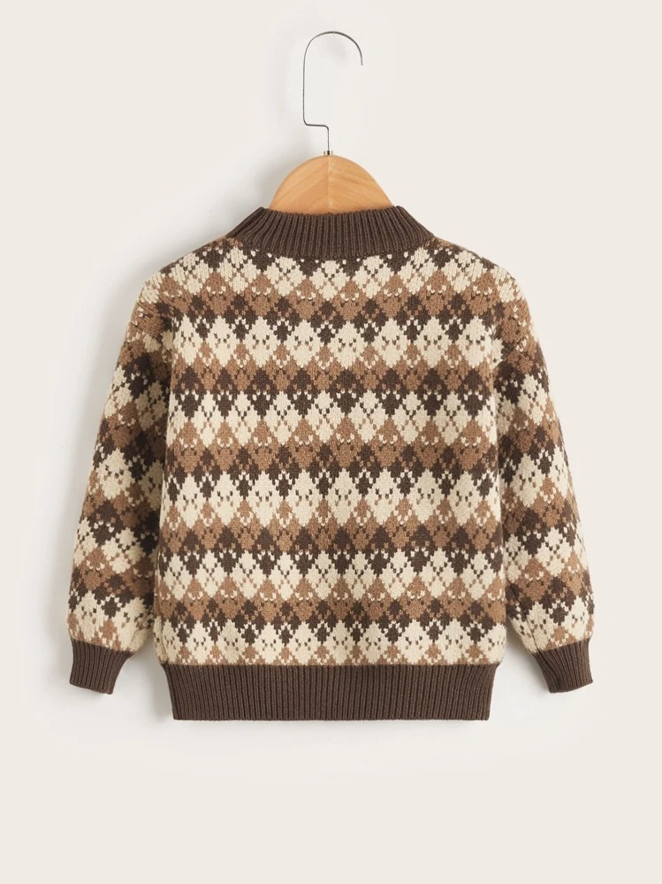 Toddler Girls Argyle Pattern Sweater - Multicolor - View 2