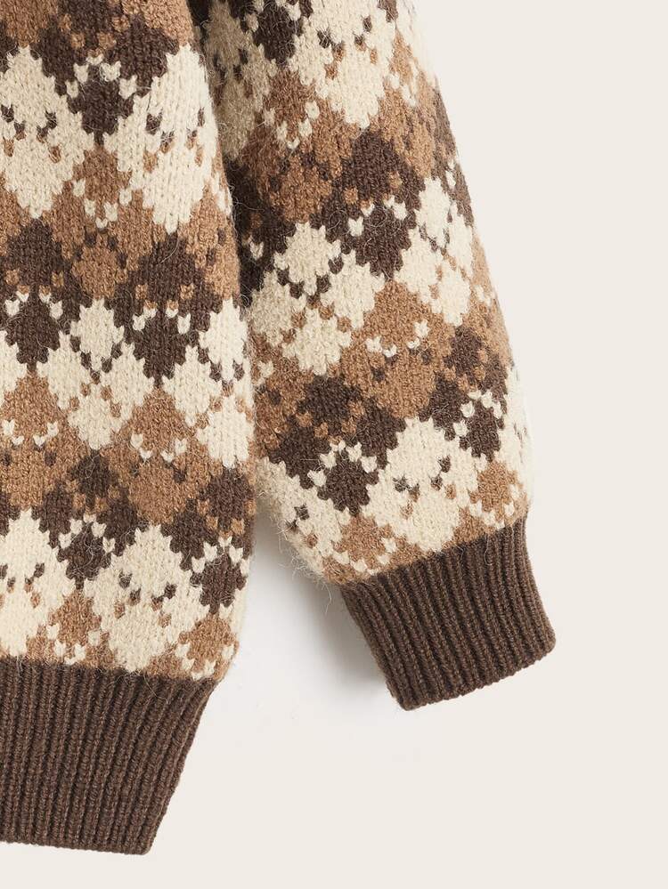 Toddler Girls Argyle Pattern Sweater - Multicolor - View 3