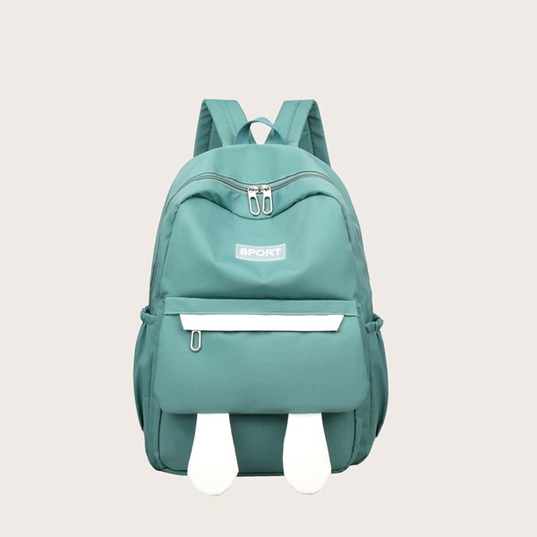 

Girls Letter Patch Classic Backpack, Green