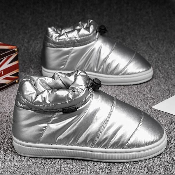 

Men Metallic Drawstring Ankle Boots, Silver