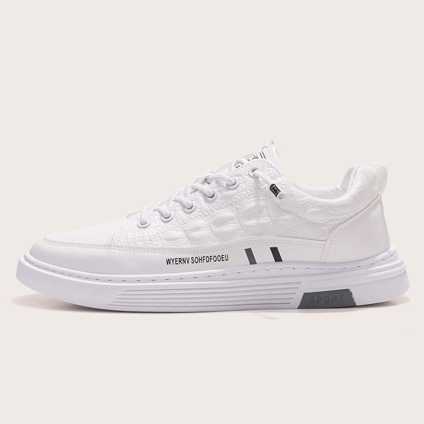 

Men Minimalist Textured Skate Shoes, White