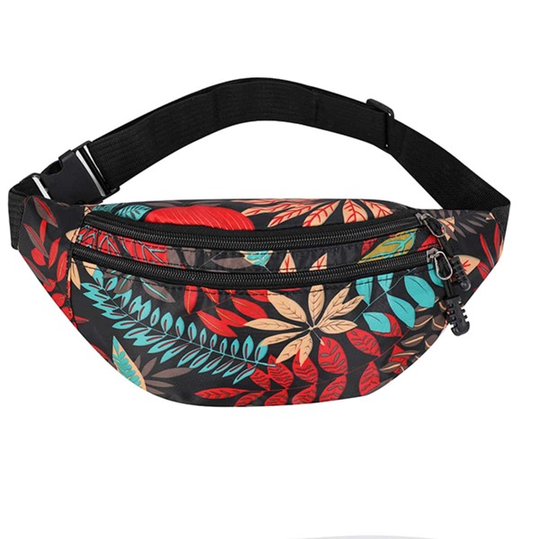 

Men Tropical Graphic Double Zipper Fanny Pack, Multicolor