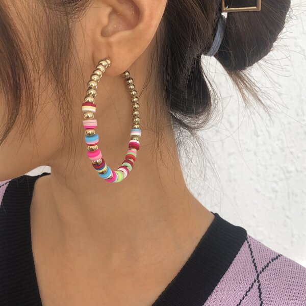 

Beaded Hoop Earrings, Multicolor