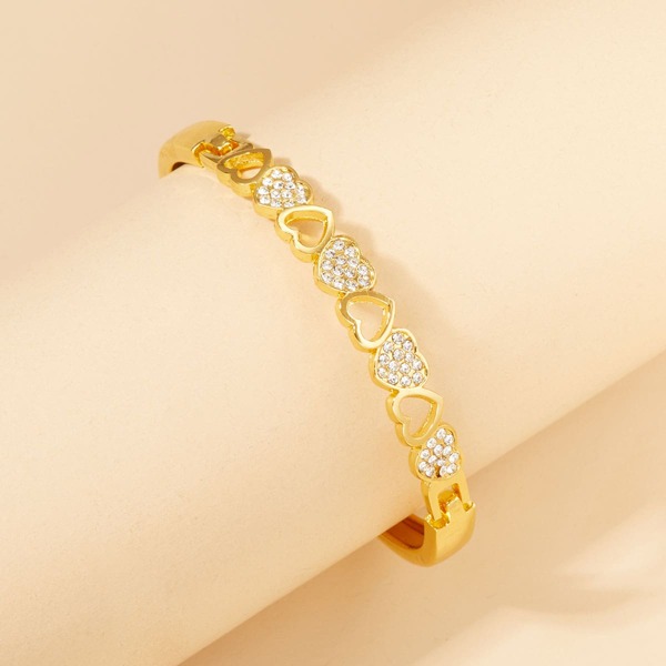 

Rhinestone Heart Decor Bracelet, Gold
