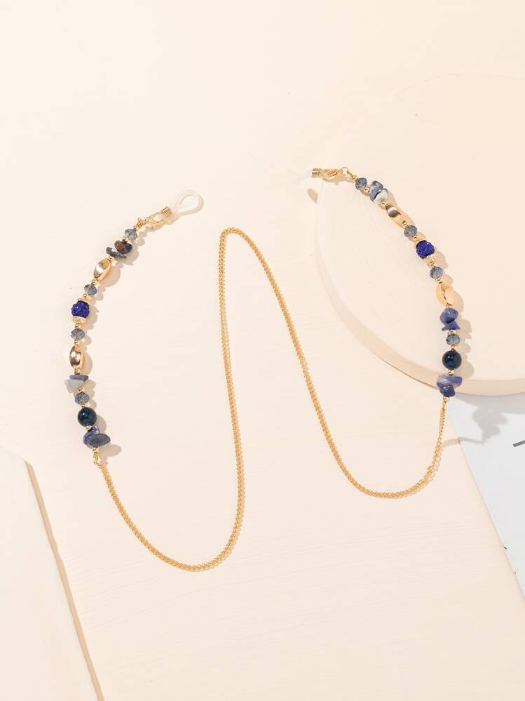 1 Cinturino per occhiali stile boho asimmetrico e colorato con catena metallica in turchese, adatto come accessorio per occhiali per uso casual e vacanze per le donne - Multicolore - Visualizzare 2