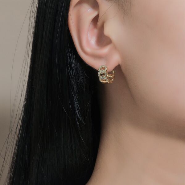 

18K Gold Plated Zircon Decor Earrings
