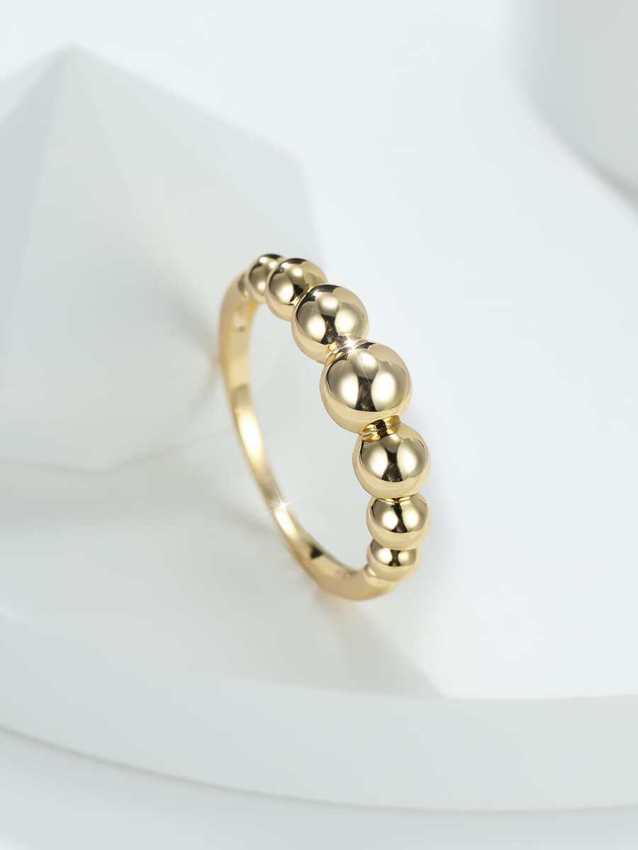 Vanel 1入組簡約風和時尚金色水潤光澤扭結戒指帶簡約風格 - 金黃色 - 查看 1