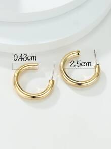 Vanel 1入組簡約風金色調U型圓形耳釘套裝 - 金黃色 - 查看 3