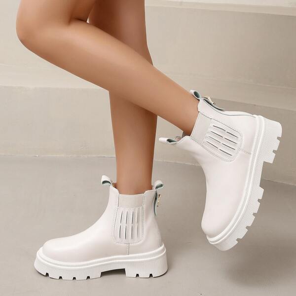 

Metal Decor Chelsea Boots, Beige