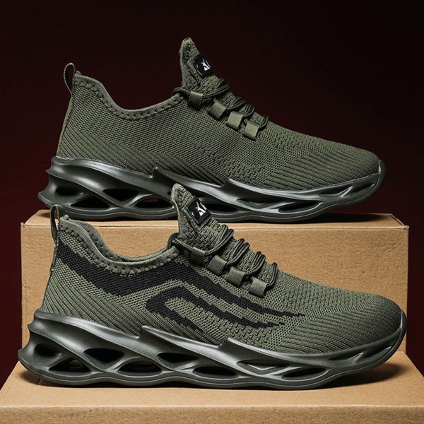 

Men Two Tone Graphic Breathable Running Shoes, Army green