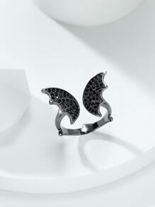 Halloween Bat Wing Decor Cuff Ring - Black - View 1