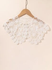 花朵圖案蕾絲假領子 - 白色 - 查看 3