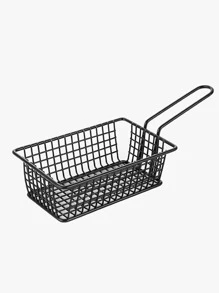 1 件装不锈钢炸篮，黑铁质小吃托盘，带手柄，适用于厨房圣诞礼物 - 黑色 - 查看 3