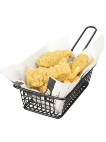 1 件装不锈钢炸篮，黑铁质小吃托盘，带手柄，适用于厨房圣诞礼物 - 黑色 - 查看 4