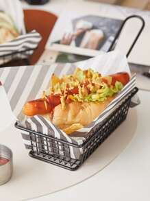 1 件装不锈钢炸篮，黑铁质小吃托盘，带手柄，适用于厨房圣诞礼物 - 黑色 - 查看 5