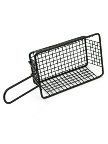 1 件装不锈钢炸篮，黑铁质小吃托盘，带手柄，适用于厨房圣诞礼物 - 黑色 - 查看 6