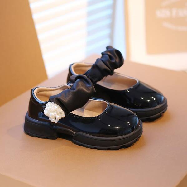 

Girls Faux Pearl Decor Flats, Black