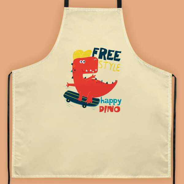 

Cartoon Dinosaur Print Apron, Yellow