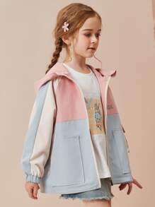 Bé Gái Jackets Túi Dây kéo Khối Màu Lá thư Thể thao - Nhiều màu - Xem 3