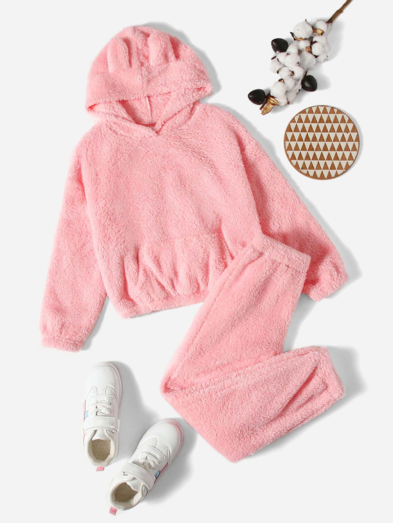 Baby Mädchen Sweatshirt Set Mit Kapuze - Langarm Hoodie & Hose Mit Blumenmuster