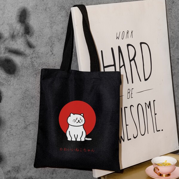

Cartoon Graphic Shopper Bag, Multicolor