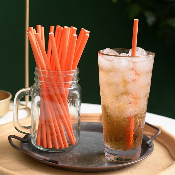 

25pcs Solid Color Disposable Straw, Orange