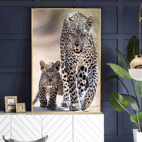 

Leopard Print DIY Diamond Unframed Painting, Multicolor
