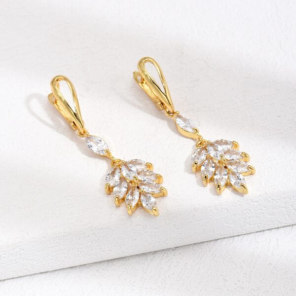 

18K Gold Plated Zircon Decor Earrings