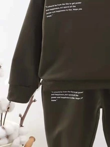 Toddler Boys Slogan Graphic Sweatshirt & Sweatpants - Army Green - View 3