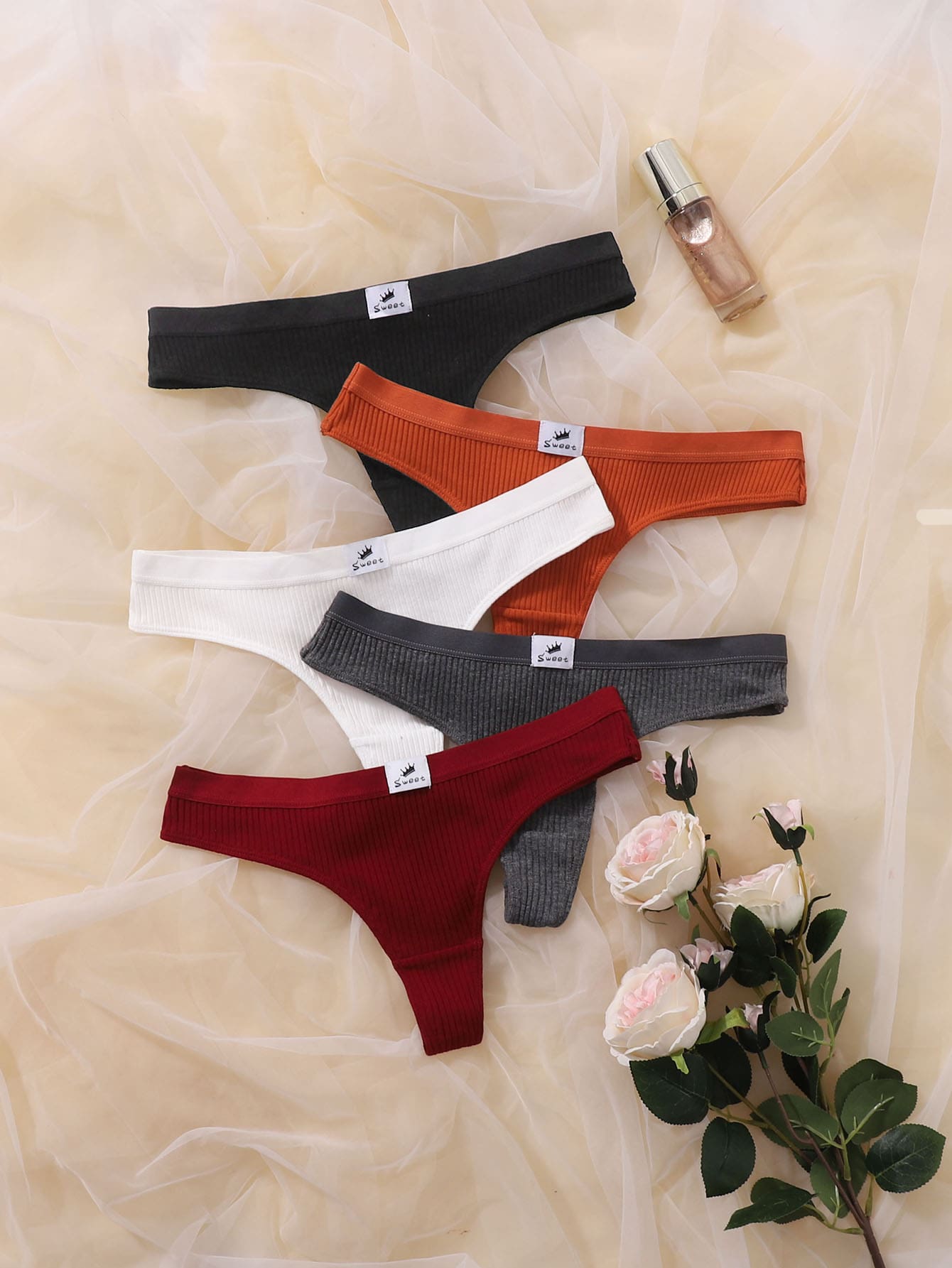 5件字母貼布內褲套裝 - 彩色 - 查看 1