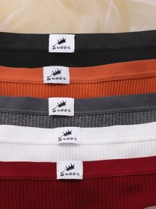 5件字母貼布內褲套裝 - 彩色 - 查看 3