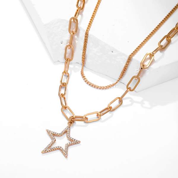 

18K Gold Plated Rhinestone Decor Star Pendant Necklace