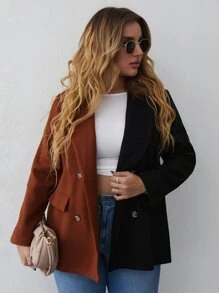 Áo choàng Plus Size Nút đôi Khối Màu Thanh lịch - Nhiều màu - Xem 1