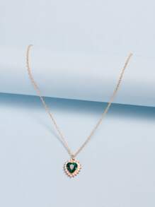 愛心掛飾項鍊 - 金黃色 - 查看 6